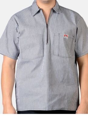 Ben Davis Railroad 1/2 Zip,  Navy Striped Shirt, NWT